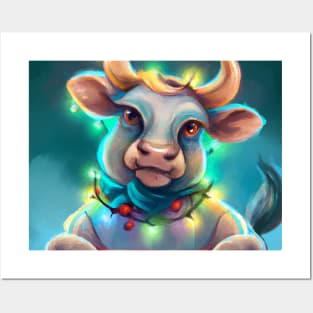 Cute Ox Drawing Posters and Art